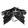 Accessories Restyle | Bat Collar With Metal Moon And D-Rings