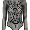 Clothes Restyle | Black Gothic Jumpsuit Moon Child Mesh Bodysuit