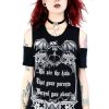 Clothes Restyle | Black Women`S Gothic T-Shirt Cold Shoulder We Are The Kids