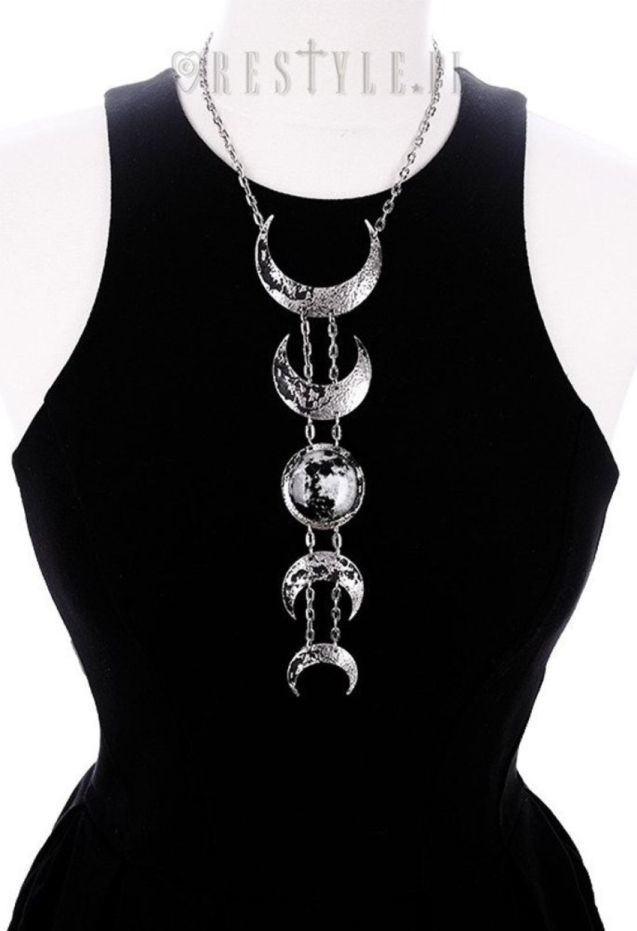 Jewellery Restyle | Crescent Long Pendant, Occult Jewellery, Luna "Lunar Silver Necklace"