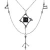 Jewellery Restyle | Silver Long Chain, Black Onyx, Gothic Pendan"Runes & Bones Necklace"