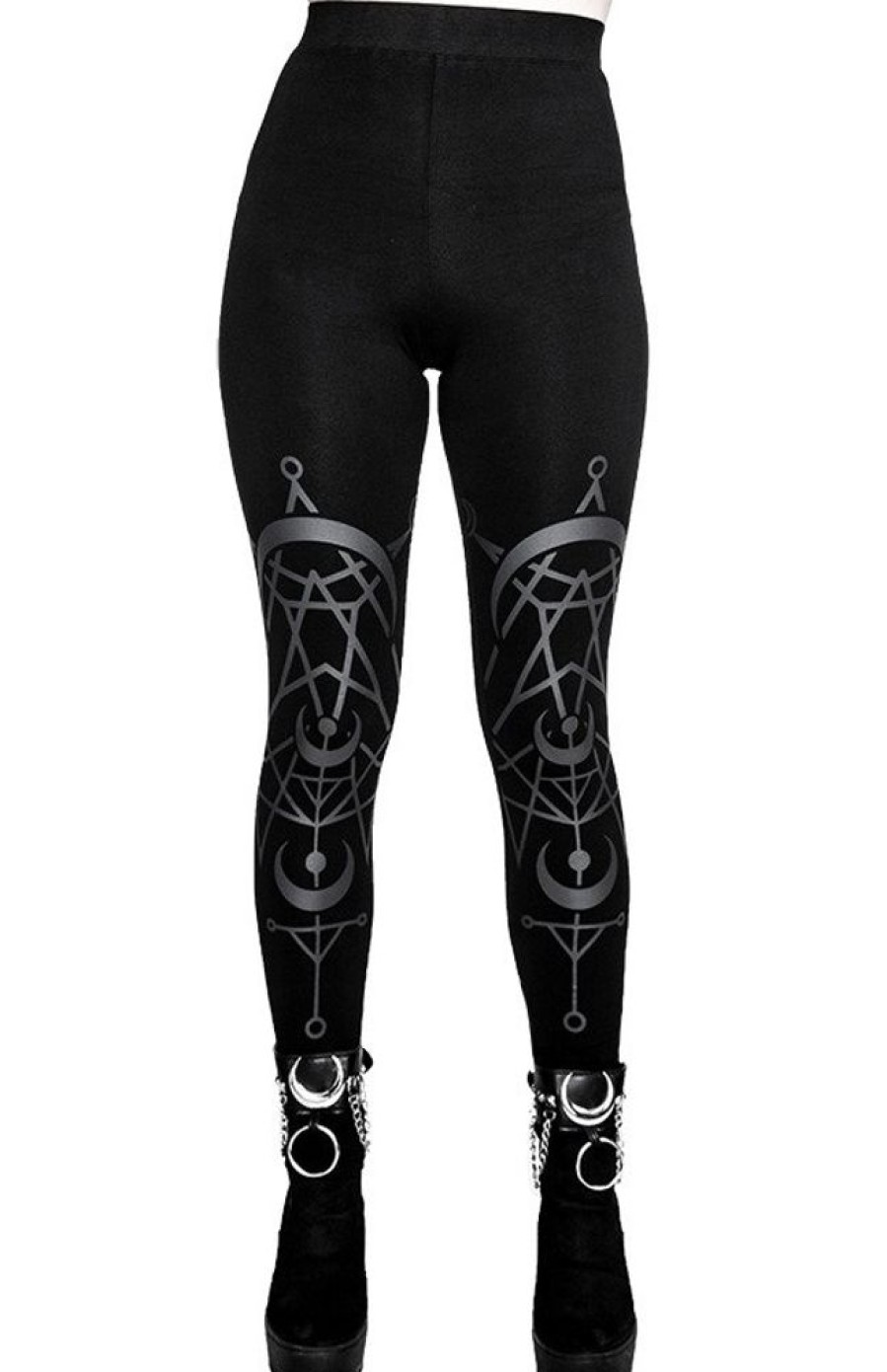 Clothes Restyle | Twin Moon Gothic Leggings With Moon Print