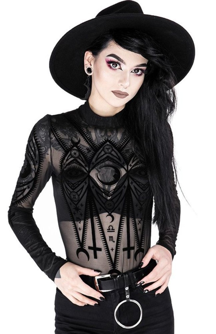 Clothes Restyle | Black Gothic Fortune Teller Mesh Bodysuit