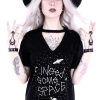 Clothes Restyle | Gothic Blouse With Star Constellation V-Neck With Choker "I Need Some Space"