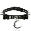 Accessories Restyle | Gothic Choker Bow Moon Collar With Studded Spikes