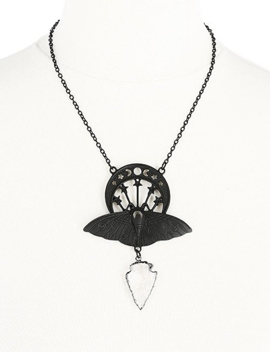 Jewellery Restyle | Crystal Moon Moth Black Necklace