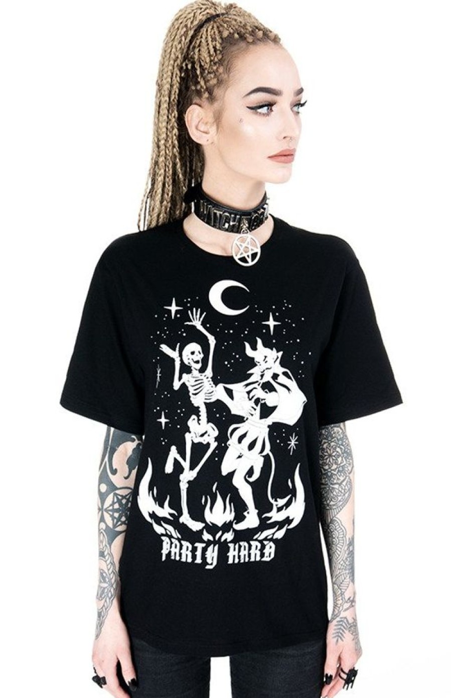 Clothes Restyle | Black Oversized Tshirt Party Hard Devil Dance