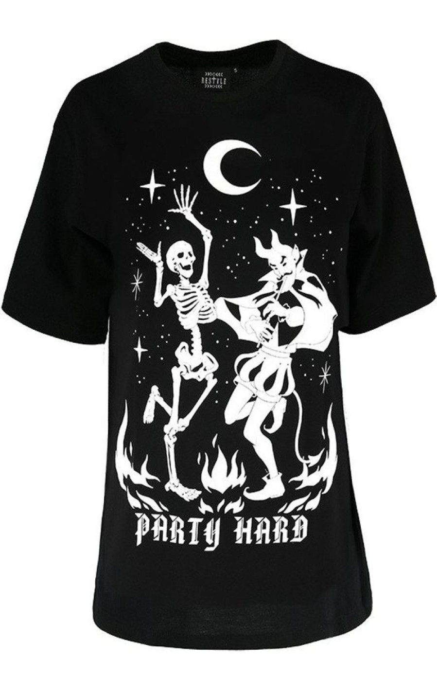 Clothes Restyle | Black Oversized Tshirt Party Hard Devil Dance