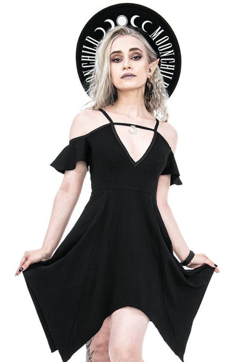 Clothes Restyle | Moon Keyhole Tunic Black Jersey Dress