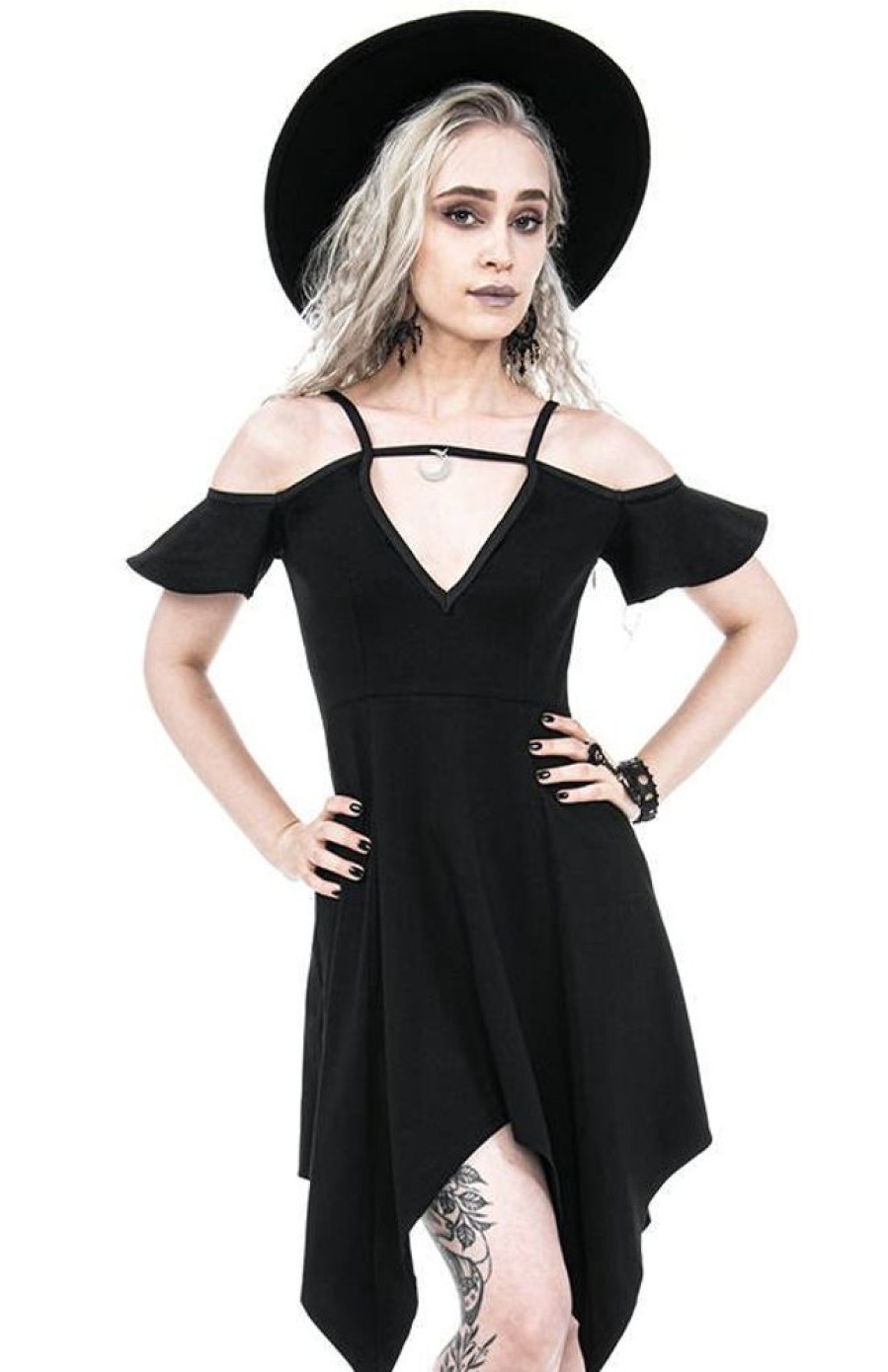 Clothes Restyle | Moon Keyhole Tunic Black Jersey Dress