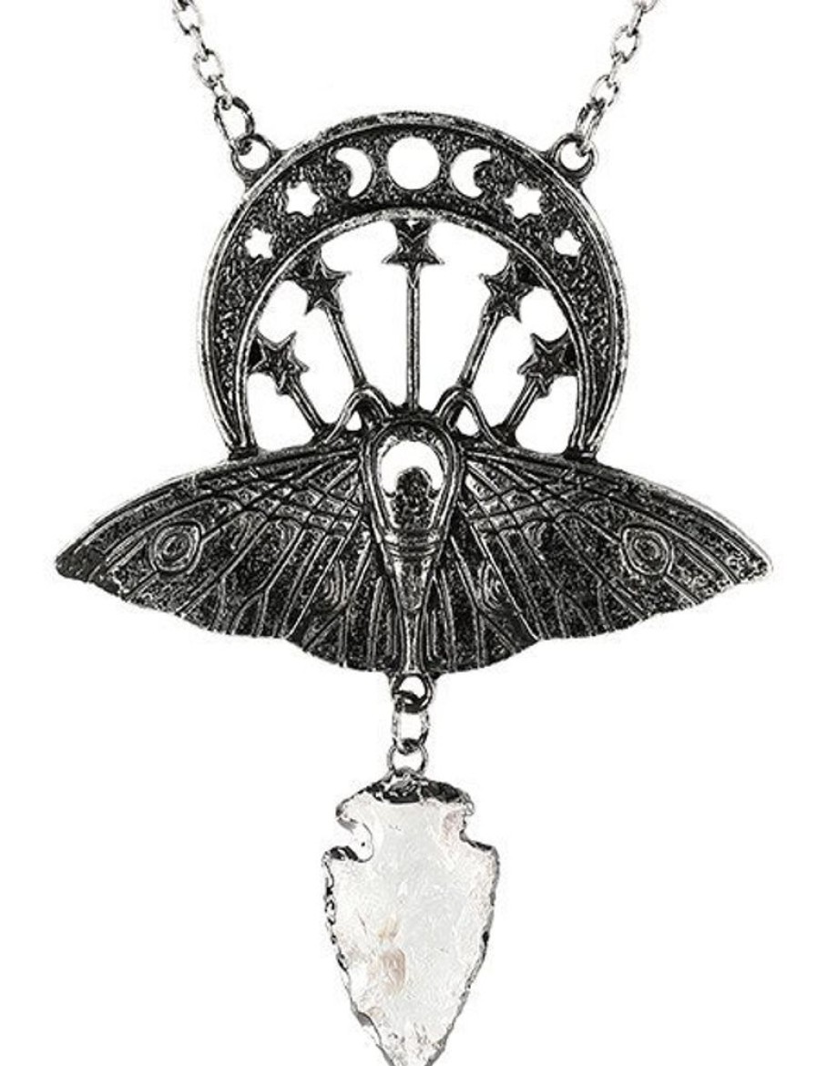Jewellery Restyle | Crystal Moon Moth Silver Necklace