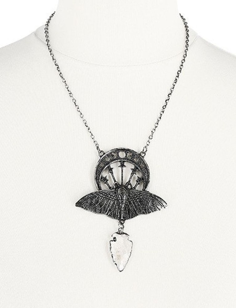 Jewellery Restyle | Crystal Moon Moth Silver Necklace