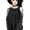 Clothes Restyle | Cold Shoulder Pierced Blouse Oversized Shirt, Gothic
