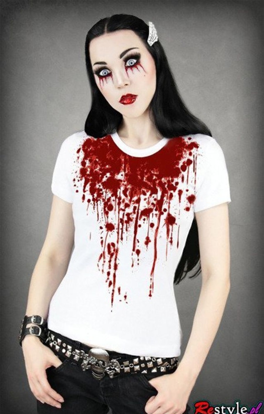 Clothes Restyle | White Bloody Woman T-Shirt Splash Of Blood