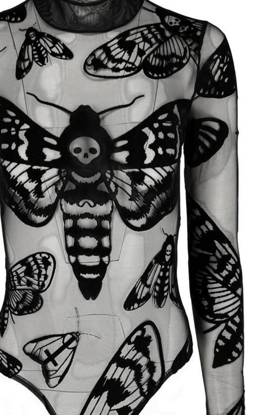 Clothes Restyle | Death'S Head Hawkmoth Mesh Bodysuit