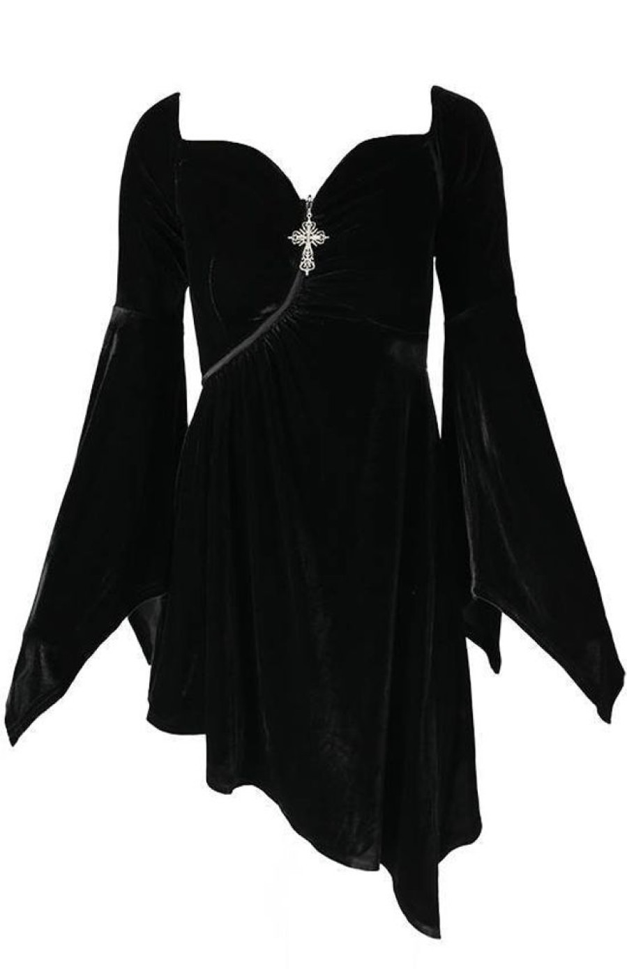 Clothes Restyle | Velvet Asymmetric Vamp Dress Heart Neckline